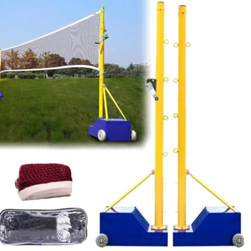 Red de voleibol para uso al aire libre, juego de red de bádminton portátil con postes de metal para tenis, base estable para entrenamiento en el patio trasero, incluye bolsa de transporte, ideal para
