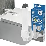 SIPO Toilettensitz-Sicherung – Kindersicherung bis 22 cm, Weißer ABS-Sicherheitsverschluss, Ohne Bohren – Selbstklebend, Einhand-Bedienung
