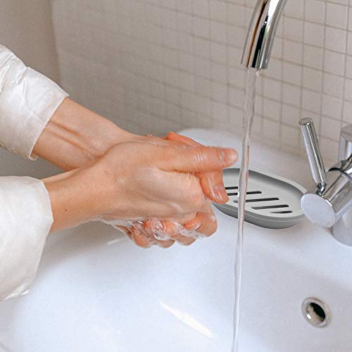 DAGONGREN Soap Dish with Drain, Pack of 2 Bar Soap Holder for Shower, Bathroom, Toilet (Grey)
