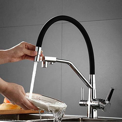 Toque de cocina de 3 vías con filtro de agua Sistema de ósmosis inversa universal 360 ° Spout Spout Multi Function Mixer en instalación de fregadero Diseño de silicona duradero LWX