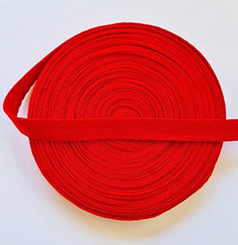 3/8 Inch X 10 Yards Cotton Twill Tape Herringbone Pattern Soft Fabric Webbing Strap Ribbon Bias Tape For Sewing Binding Valentines Gift Wrapping Diy Cloth Collar Edge Pants Drawstring Cord (Red) #TOP1