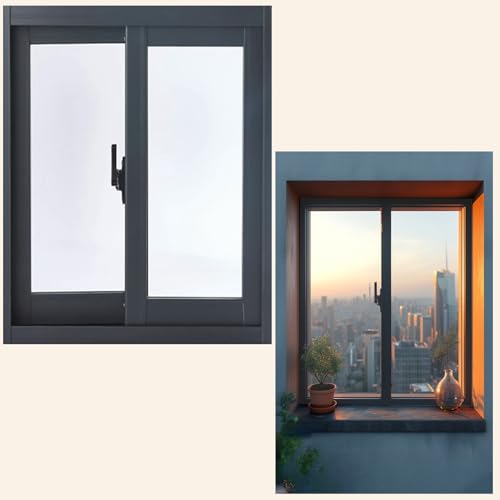 Ventana Ventanas Corredizas con Cerradura para Ventilación del Dormitorio, Ventana Rectangular Interior con Mampara y Vidrio Templado, Ventanas de Cobertizo de Color Negro Claro(48x18 in (122x45.5 cm