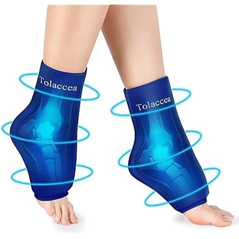 Ankle Foot Ice Pack Wrap for Injuries, Reusable Gel Cold Pack with Cold Compression Therapy, Hot & Cold Therapy Flexible Cold Pack for Achilles Tendonitis,Plantar Fasciitis,Foot Heel Blue Cover