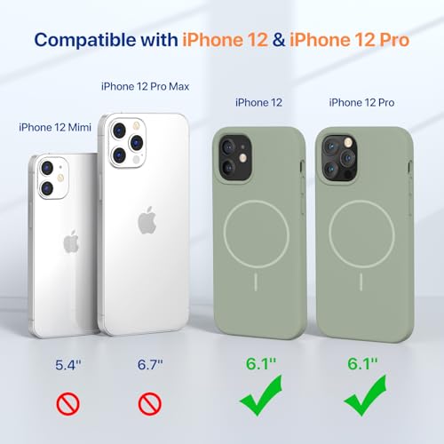 Image of Miracase Magnetic for iPhone 12 Case /iPhone 12 Pro Case, [Soft Anti-Scratch Microfiber Lining], Compatible with MagSafe,Liquid Silicone Shockproof Drop Protection Phone Case for 12 /12 Pro,Patina Green