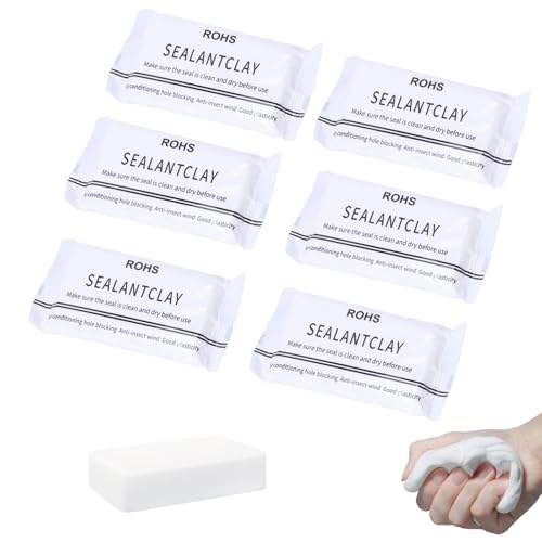 GROTOLY 6-Pack Waterproof Sealant Mastic,White Duct Seal Repair Sealing Clay,Quick Mending Mud for Wall Hole,Drain Connection, Air Conditioning Hole