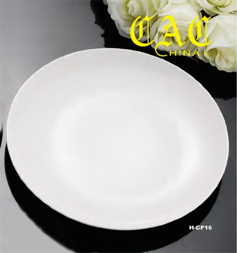 CAC China H-CP16 Porcelain Round Coupe Plate, 10-1/2-Inch, Super White, Box of 12