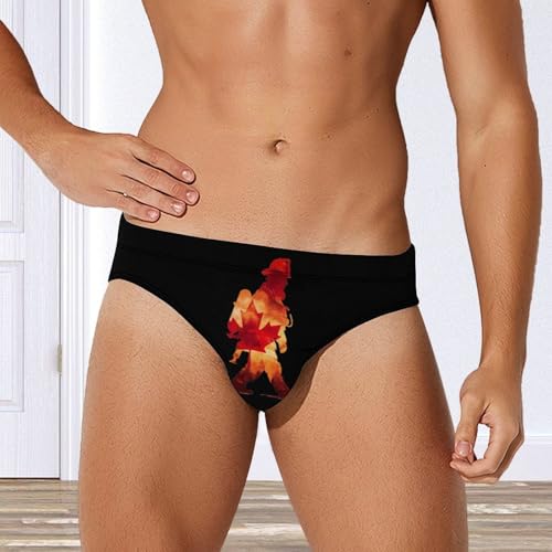 Firefighter Canadian Flag Men's Swim Briefs Low Waist Bikini Swimsuit Underwear Beach Swimwear4