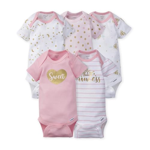 Image of Gerber Unisex Baby 5-Pack Short Sleeve Variety Onesies Bodysuits