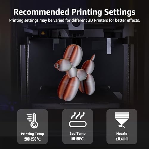Image of Silk Tricolor PLA+ 3D Printer Filament 1.75mm No Tangle, Neatly Wound Filament Net Weight 250g Spool, PLA Pro Plus, Gold & Silver & Copper