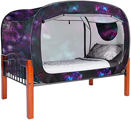 Pop Up Privacy Tent for Indoor Use Bed Canopy for Sleeping Bed Tent Double Door with Mosquito Mesh Window - Twin/Galaxy