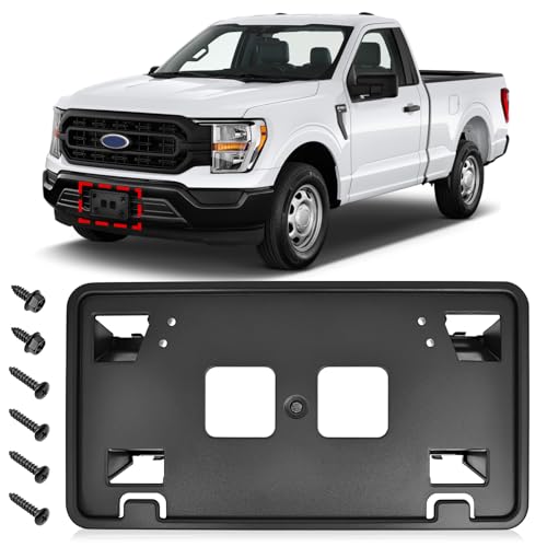 TOP-MAX License Plate Bracket Compatible with 2021-2023 Ford F150 3.3L V6 5.0L V8 Accessories, Front Bumper License Plate Holder Frame Replace for ML3Z-17A385-AB by TOP-MAX - Used condition - US$27.02