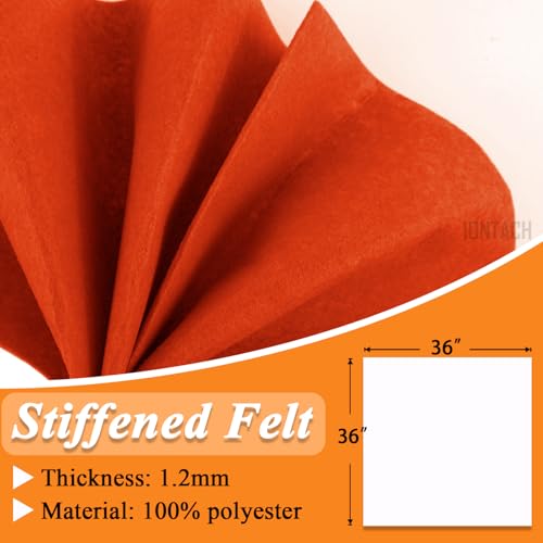 Image of IONTACH 36 inch X 36 inch Orange Stiff Felt Fabric 1.2mm Thick | Felt Sheet for Craft, Sewing, Patchwork, Liner Decorations, School Projects, Home Decor