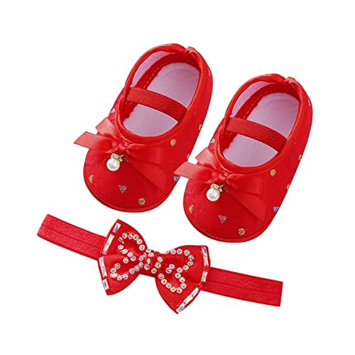 Baby Schuhe 6-12monate Junge Taufe Kleinkind Schuhe Prinzessin Schuhe MäDchen Lauflernschuhe krabbelschuhe Weichen Sohle Rutschfest Babyschuhe mit bowknot Kinderschuhe lauf lernen taufschuhe