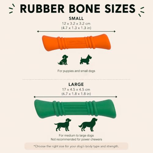 Image of Green Sheep Enrichment Dog Bone for Medium to Large Dogs, Natural Rubber Treat Dispensing Chew Toy with Textured Surface for Mental Stimulation & Dental Support, Interactive Dog Toys