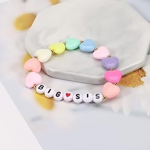 Image of Colorful Big Sister Bracelet Little Sister Bracelet Letter Beads and Heart Beads Bracelet Y2K Jewelry Gifts for Women