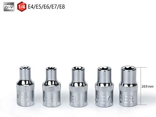 oumuik 14pcs Female E Star Torx Socket Set E4-E24 On Rail 1/4"1/2"3/8" E-Type Sockets Insert Nut