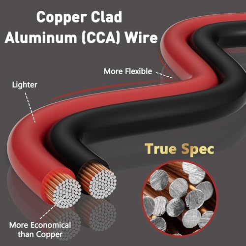 HiFind 16/2 Gauge 20 FT Red Black Hookup Electrical Wire Cable LED Strips Extension Cord 12V/24V DC, 16AWG Flexible Speaker Wire Cable for Car Audio, Home Theater, LED Ribbon Lamp Tape Lighting