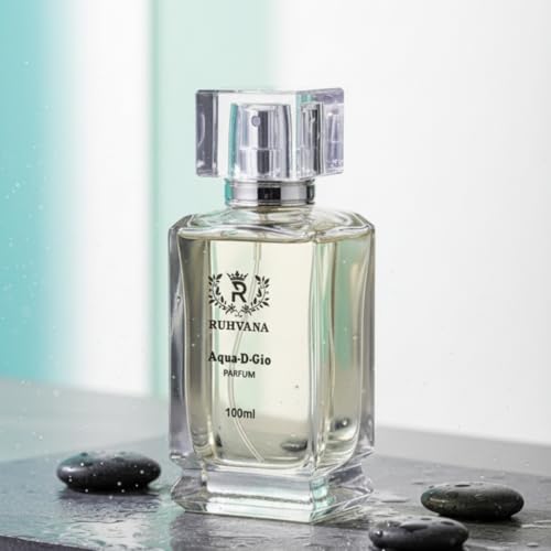 Image of Ruhvana's Aqua-D-Gio Perfume Spray for Men - 100ml Aquatic Aromatic Long-Lasting Fragrance|Apparel Parfum|Bergamot, Patchouli And Rosemary| Ambery & Musky| Perfect For Gift|Eau De Pafum | Premium Long-Lasting Attar Perfume Oil for Daily & Special Use