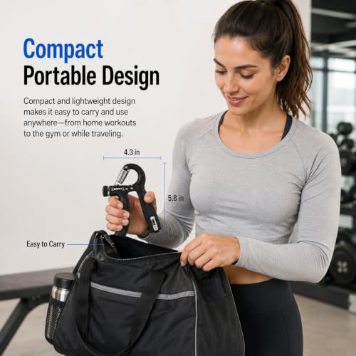 Fortalecedor de mano ajustable 5-60kg con contador, agarre antideslizante ergonómico y resorte de acero resistente miniatura 6