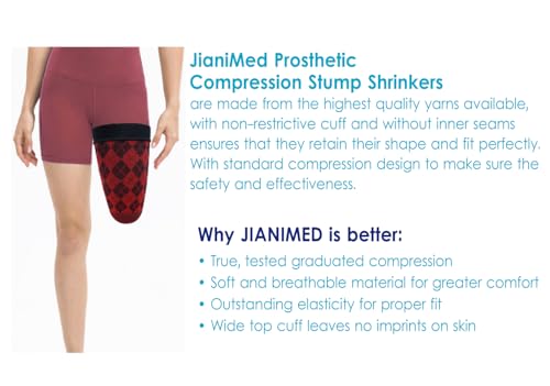 Image of Prosthetic Stump Shrinkers-Above Knee, 35cm, Compression, 20-30, Amputee Socks, Tartan Pattern, Taiwan Excellence