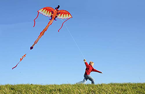 ZHUOYUE Dragon Kite for Kids 40x75 Inch,Easy Fly Kite Single Line Kites with Long Tail and Kite String