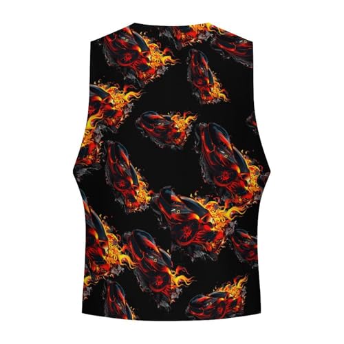 Fire Sports Car Men's Suit Vest Waistcoat Vests Formal Dress with 2 Pockets for Business Casual Tuxedo4