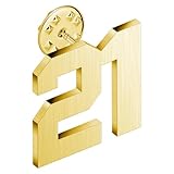 AMITER Personalized 0-100 Number Lapel Pins, 18K Gold Brooch Pin Tie Tacks for Suits, Neckties, Hats, Men & Women