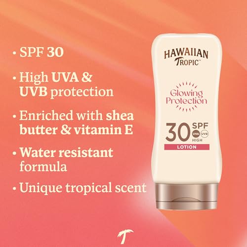 Hawaiian Tropic Glowing Protection Sunscreen Lotion SPF 30 UVA plus UVB Protection, 180 ml, Tropical Scent, with Shea Butter, Water Resistant, Vegan - Image 3