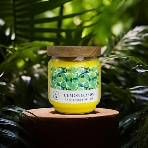Fasize CANDLES Outdoor Decorative Yellow Large Citronella Candle, 16Oz, Glass, Strong Lemongrass Scented Candles, For Patio Decor, Outside Table Decor, Camping Accessories, Beautiful Candle Jars thumb #1