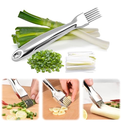 Taglierina a scalogno, affettatrice per cipolle verdi, in acciaio inox, per aglio e formaggio, utensile da cucina, utensile da cucina, utensile per tagliare verdure, per casa, cucina, ristorante,