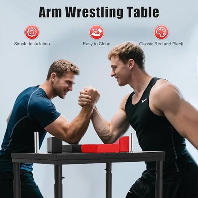 Arm Wrestling Table, 2204 Lbs Adjustable Arm Battle Table Stainless Steel Wrist Training Equipment with Handles Elbow Pads for Gyms, Sports Halls, Homes 90 X 65 X 100 cm