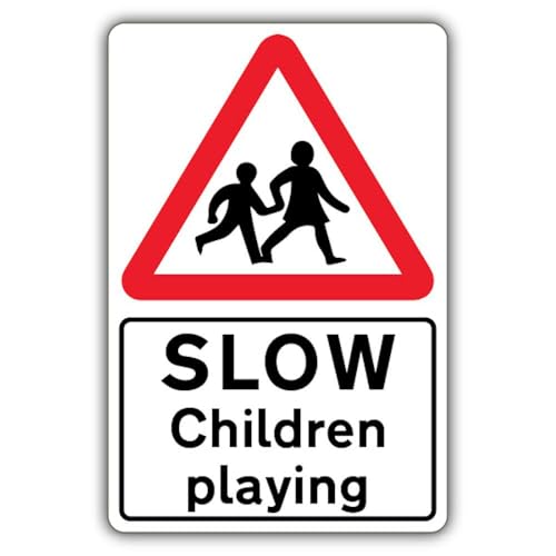 Panneau de sécurité triangle Slow Children Playing 400x600mm RA1 aluminium