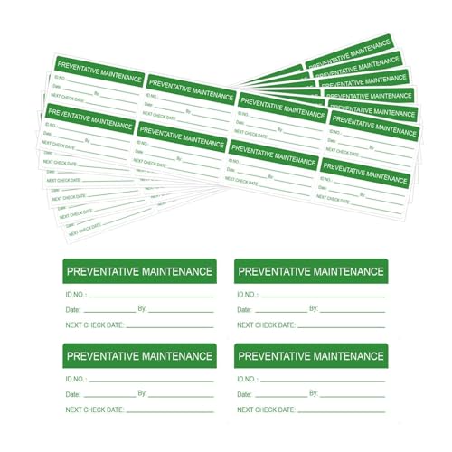 Pegatinas de mantenimiento preventivo autolaminadas, 1 x 2 pulgadas, impermeables, etiqueta de seguridad de inspección por fecha/siguiente, etiquetas con solapa transparente, 180 unidades