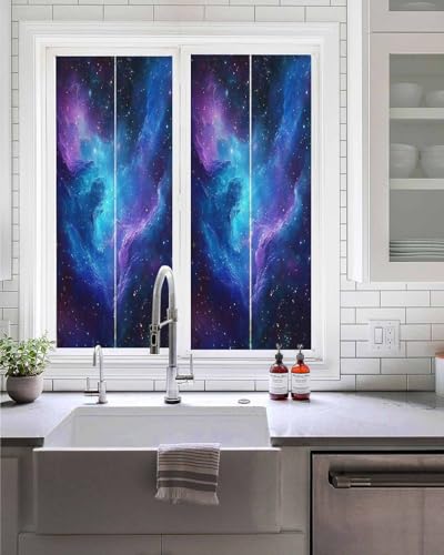 Película para ventana con diseño espacio azul púrpura 19.6x39.3' miniatura 1