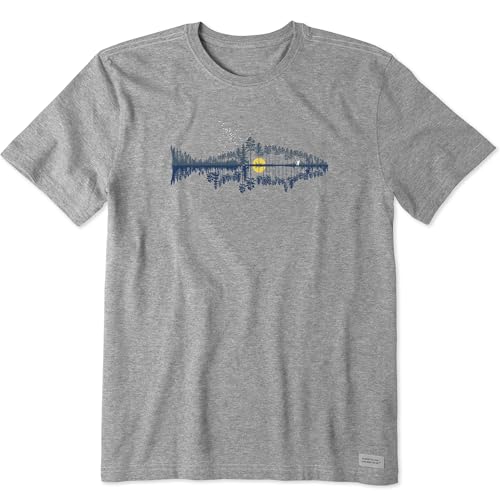 Life is Good Men's Crusher Tee Shirt, Short Sleeve Cotton Graphic T-Shirts, Fishscape, Heather Gray, Large
