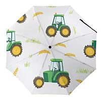 SMAZDFXX Tractors Farm Wheat Windproof Travel Compact Umbrella Folding Automatic Umbrellas