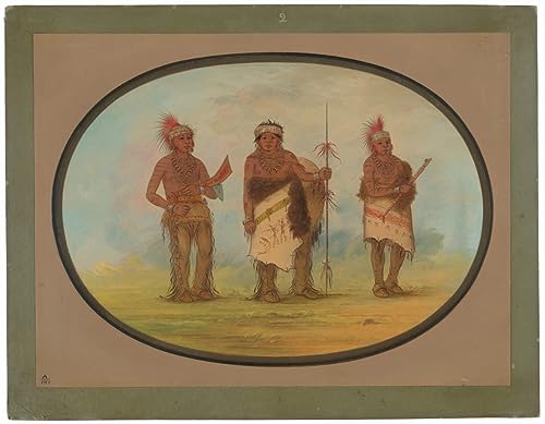 Tableau Trois Indiens de l'Iowa pour salon ethnique chic | Toile George Catlin