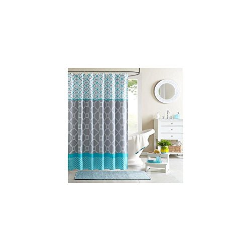 Intelligent Design Printed Cute Youth Bathroom Shower Curtain Mildew Resistant Quick Dry Modern Looking Bath-Curtain, 72x72, Clara Blue (ID70-198)