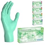 ARNOMED Einweghandschuhe Grün, Nitrilhandschuhe M, Einmalhandschuhe mit 100 Stück/Box, Handschuhe Einweg puderfrei, latexfreie Gummihandschuhe, Einweghandschuhe in XS, S, M, L & XL verfügbar