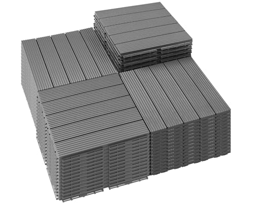 PrimeZone 54 PCS Plastic Interlocking Patio Deck Tiles - 12"