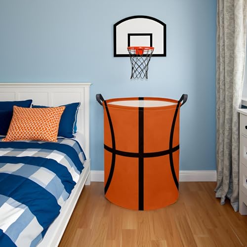 Image of Basketball Kids Laundry hamper Hamper for Nursery Boy and Girl Storage Bin Organizer Room Decor for Home(Basketball Pattern)