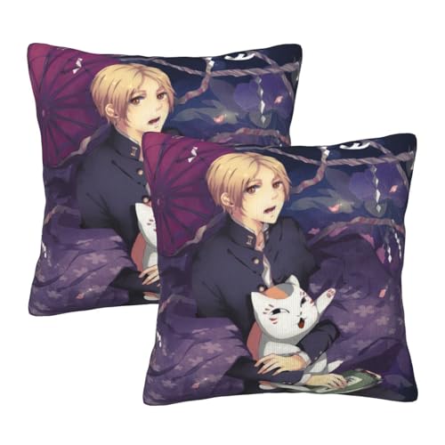 枕カバー 夏目友人帳 クッションカバー 2枚セット 座布団カバー まくらカバー おしゃれ 可愛い ソファ背当て 抱き枕 インテリア飾り オフィス 部屋飾り 四季通用 50X50cm