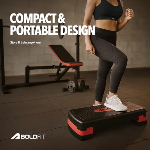 Image of Boldfit Aerobic Stepper for Home Workout, Adjustable Height Fitness Step Platform for Cardio, HIIT & Strength Training, Non-Slip Durable Exercise Stepper for Weight Loss, Balance & Toning Exercises