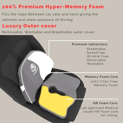 Image of MRRON Car Comfort Combo | Memory Foam Backrest & Wedge Seat Cushion Combo of 2 | Orthopedic Support for Back, Tailbone, Sciatica | Ergonomic Comfort for Car, Office| Posture Correction | Universal Fit