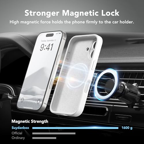 Image of Magnetic for iPhone 16 Plus Case, Compatible with MagSafe, [Full Camera Protection][Screen Protector] Silicone Shockproof Protective Phone Case for iPhone 16 Plus 6.7 inch, White