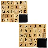 Wooden Rubber Stamps, Miayon 52Pcs Vintage Wood Letter Stamps Alphabet Stamps for Card Making DIY Craft Scrapbooking