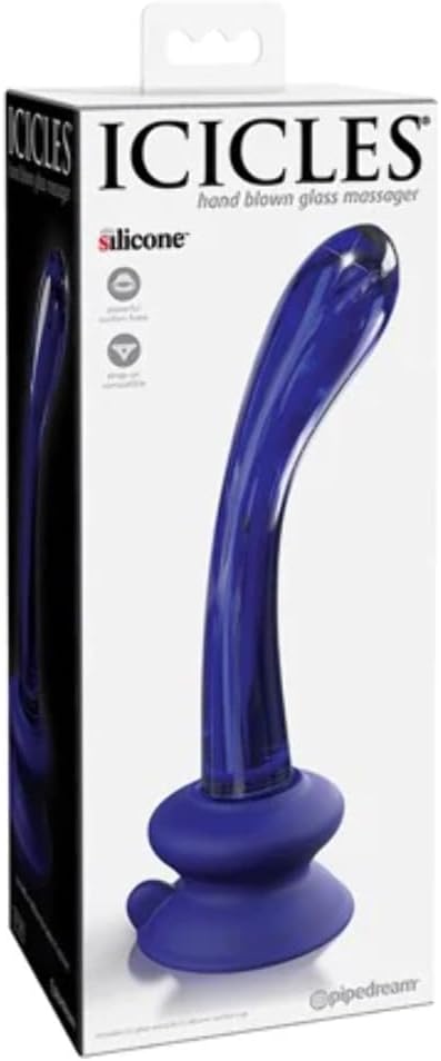PIPEDREAM - Icicles No. 89 - Glass Suction Cup G-Spot Wand - Blue