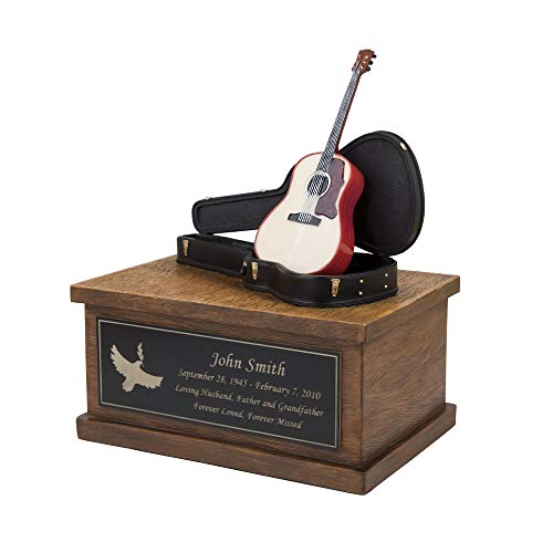 Perfect Memorials Custom Engraved Small Acoustic Guitar Urn (50 Cu/in) - Detailed Urn for Human Ashes/Personal Plaque/Durable/for A Guitar Lover & Artist/Timeless Tribute to Your Loved One