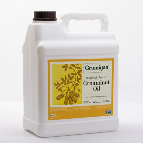 Image of Gramiyaa Cold Pressed Groundnut Oil 5 Litre | Traditionally Extracted | Chemical-free, Zero Trans-fat Cooking Oil | Unrefined Oil | Kachi Ghani Peanut oil for Cooking