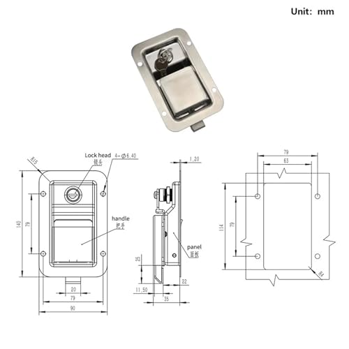 Serrure de porte armoire électrique et boîte de distribution acier inoxydable